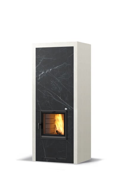 Tulikiven kampanjatuote Aava V2 white_plaster_seasonal_color_black_19_black_door 