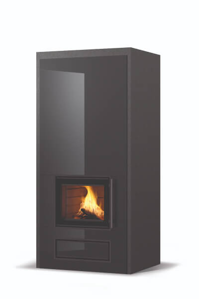 Tulikiven kampanjatuote Kaila V2 graphite_black_plaster_glossy_black_21_black_door